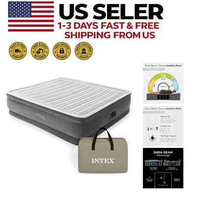 #ad Intex Dura Beam Comfort Airbed w Internal Electric Pump Elevated 2020 Model $461.99