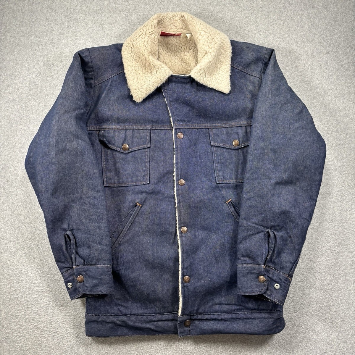 Vintage Dickies Sherpa Lined Denim Jean Jacket Western Trucker