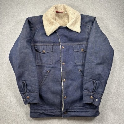 Vintage Dickies Sherpa Lined Denim Jean Jacket Western Trucker