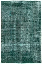 Vintage Dark Green Traditional 6'3" x 9'10" Hand-Knotted Oriental Wool Area Rug