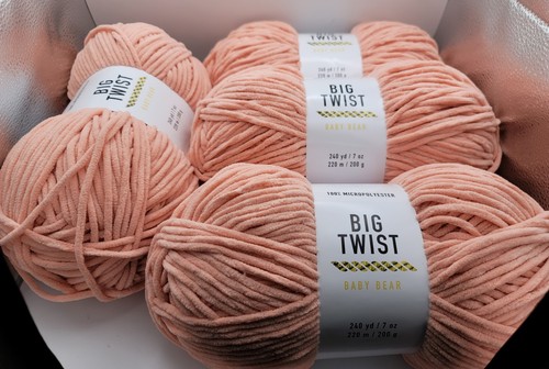 Big Twist Baby Bear Yarn, Lot of 4, Color is Shrimp, 240 yds ea, #5 Weight NEW