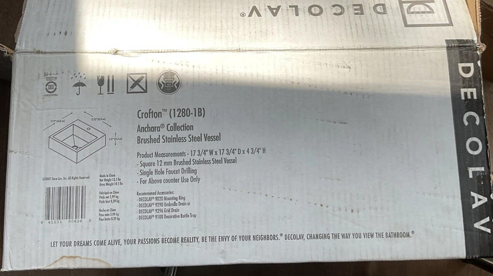 Fregadero de baño Decolav sobre encimera acero inoxidable Crofton 1280-1B Y2 Foto 4 de 4
