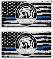 2 PCS Thin Blue Line  American Flag Police Support Decal S Color: 2pcs, Large