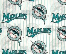 Florida Marlins Fabric Cotton MLB Baseball Craft Quilt Vintage Rare BTY 