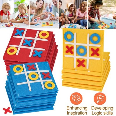 24Stück Filz Tic Tac Toe Spiele Rote Blaue Gelbe Felder Lernspielzeug Für Kinder