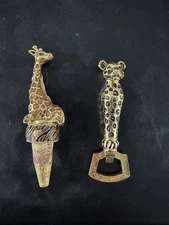 Lot of 2 St. John Jaguar Bottle Opener & Jay Strongwater Giraffe Stopper