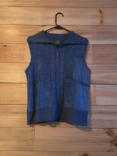 Designer Studio Medium Women's Leather Gray Cable knit Vest Grannycore 80's 90's