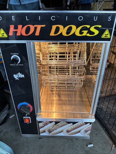 Star 174CBA Hot Dog Broiler with Bun Warmer Fits 18 Hot Dogs 12 Buns
