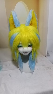 Fursuit Long haired Dog Fox Mascot Party Halloween Fur Cosplay(head)
