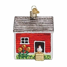 Old World Christmas Glass Blown Ornament for Christmas Tree, Chicken Coop