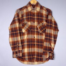 Levi's Vintage Plaid Flannel Shirt Mens Size Medium Cotton Brown Grunge USA Made