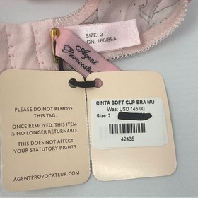 Agent Provocateur Cinta Pink Soft Cup Bra AP2 Small NEW