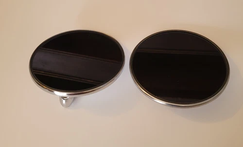 2 Vintage 4" in Diameter Round Flat Dark Auto Mirrors Unbranded Used