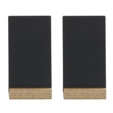 HUBERT Matte Black Sign with Wooden Base - 3 1/2"L x 2"H