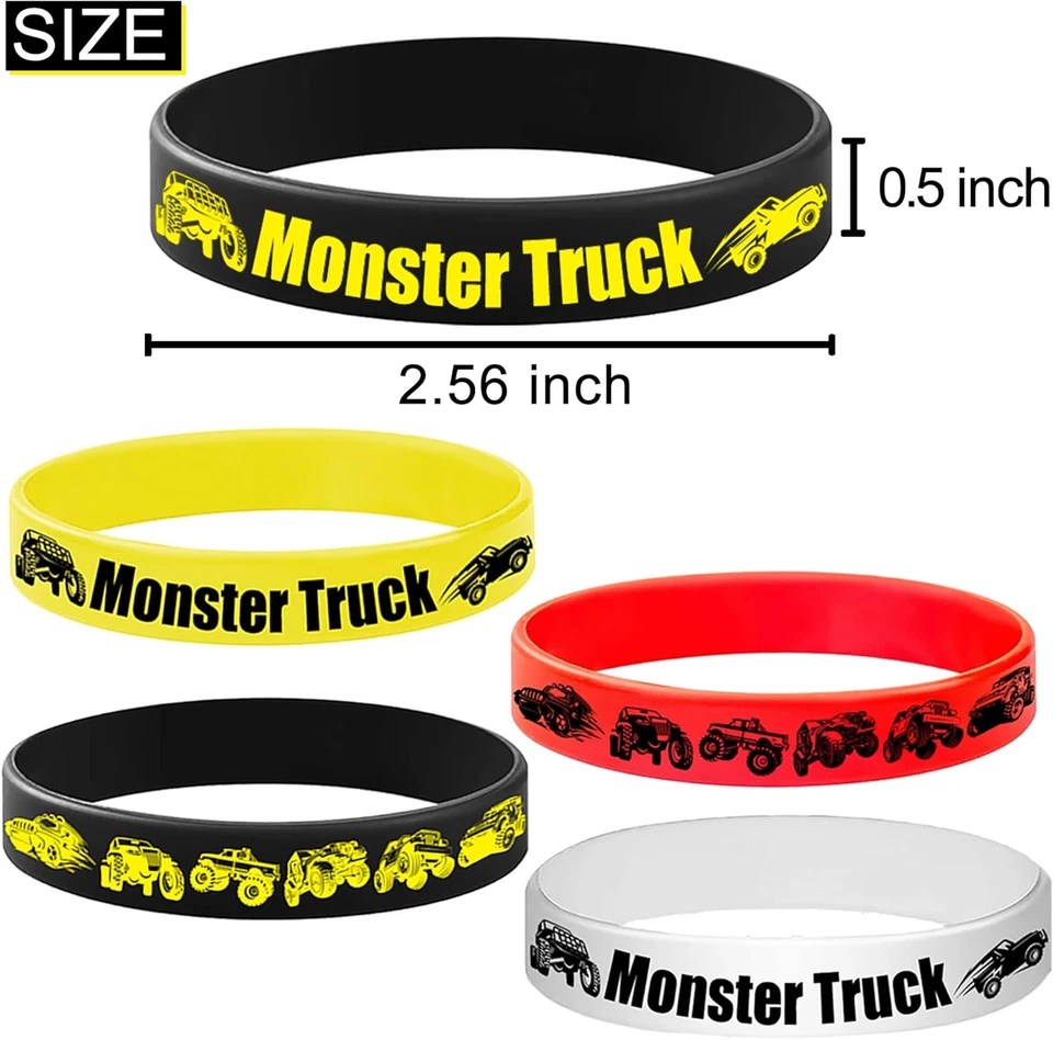 24 PIEZAS Pulseras de Goma Monster Truck Pulseras de Silicona - Suministros para Fiesta de Coche Grande Foto 3 de 4