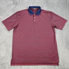 Peter Millar Polo Shirt Mens XL Red Blue Stripe Summer Comfort Golf Performance