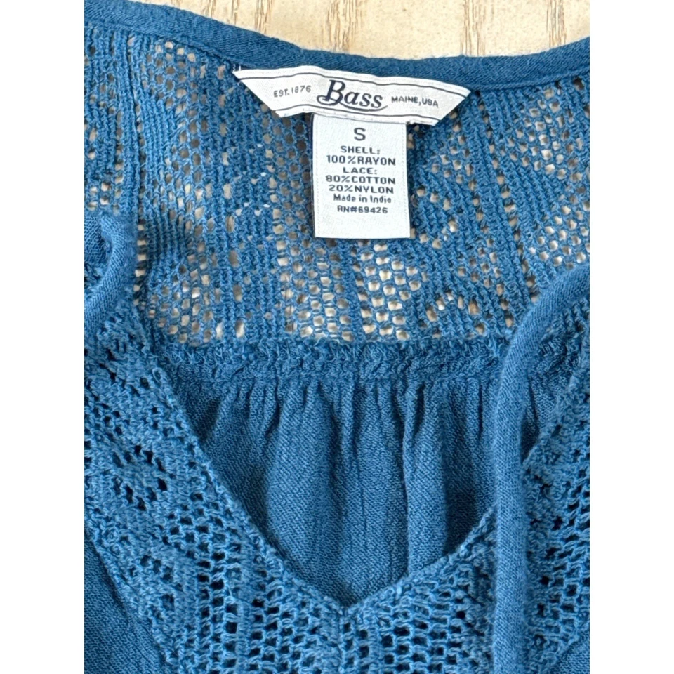 Blusa Campesina Boho Azul Teal Bajo Años 90 Top Encaje Largo Boho Manga Campana Retro S Foto 3 de 4