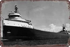 Vintage Metal Tin Sign Edmund Fitzgerald Freighter Poster Wall Art 8x12