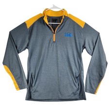 UCLA Bruins Quarter Zip Champion Elite Pullover Mens Large Gray Yellow Athletic