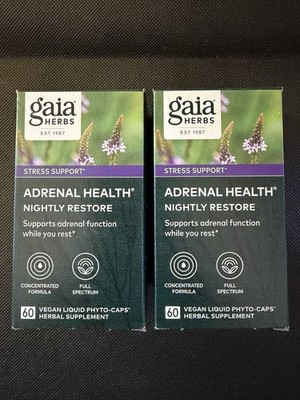 Gaia Herbs Stress Adrenal Health Daily Support - TWO PACKS BEST PRICE! Exp 07/27