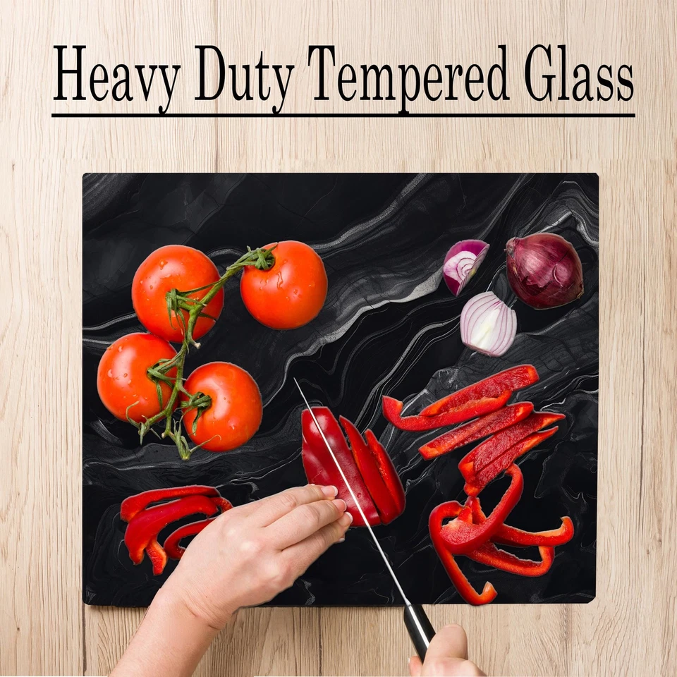 Tábua de corte de vidro de mármore preto presente decorativo pedra granito marmoreado... - Imagem 4 de 4