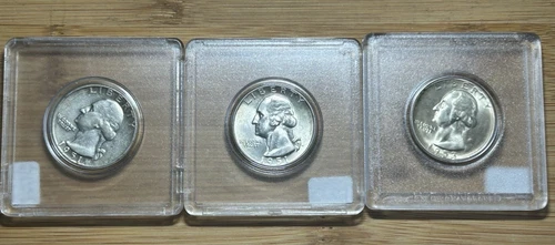 1951 D, 1951 S, 1953 S - Silver Washington Quarters - Lot Of 3 - AU/UNC