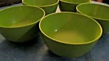 Vintage set of 5 lime green Rosti Mepal Service cereal/soup bowls from Demark