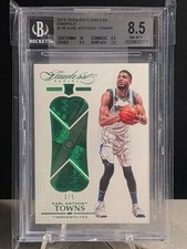 2015 Panini Flawless Karl-Anthony Towns Emerald Rookie RC /5 #136 BGS 8.5