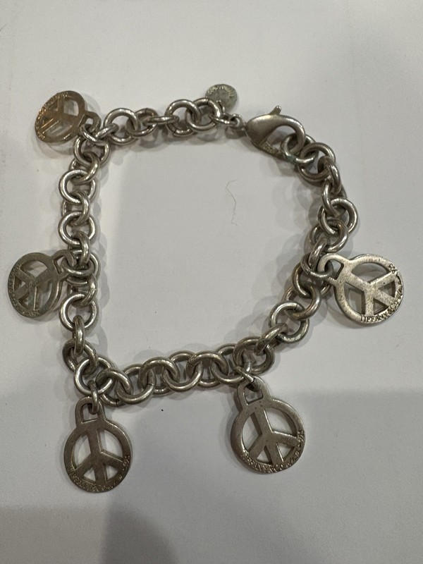 Vtg Tiffaniy & Co 5 Charm Sterling Bracelet Marked 7” 