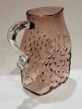 Blenko Glass Dimpled Pitcher 9027S in Orchid - Hank Adams Designer FREE SHIP
