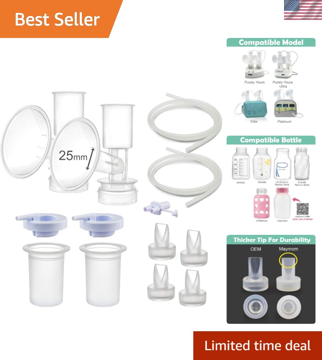 Ameda Compatible Pump Parts: 25mm Flange, Duckbills & Tubing