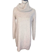 Loft speckled beige cotton blend funnel neck sweater dress. Size S