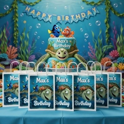 Kleine personalisierte Findet Nemo Geschenktüte - Geburtstag - Geburtstagstasche