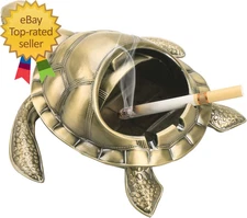 Vintage Turtle Windproof Ashtray with Lid Portable Cigarette Odor Ashtray Holder