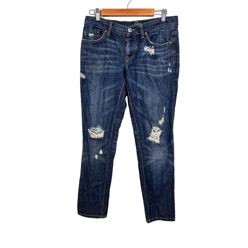LOFT Size 2 Boyfriend Jeans Button Fly Distressed Front and Back