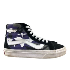 Vans Unisex Size 4M 5.5W Sk8-Hi Pop Camo Black Purple Grey White Sneakers