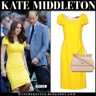 Dolce & Gabbana Kleid gelb Flatterärmel 42 UK 8 USA 4 ASO Kate Middleton 