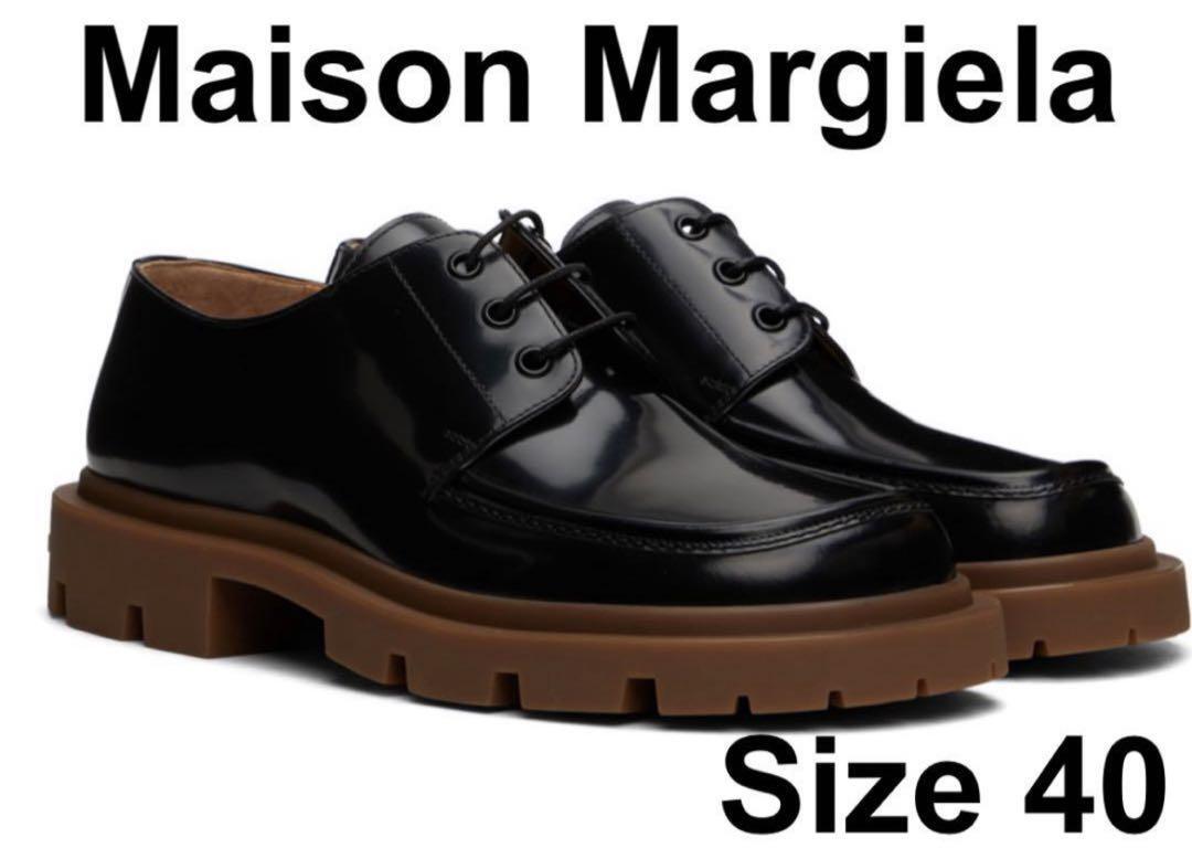 Men 8.0US Maison Margiela Calf Derby Shoes Black Size 40 Men Dress 