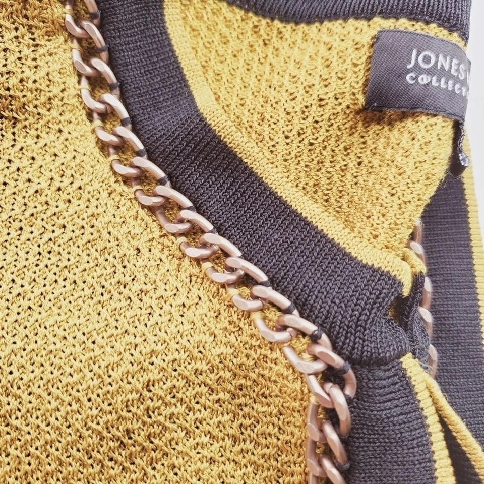 Jones New York Open Front Cardigan Women Size Large Chartruese And Black Chain - Image 3 of 4