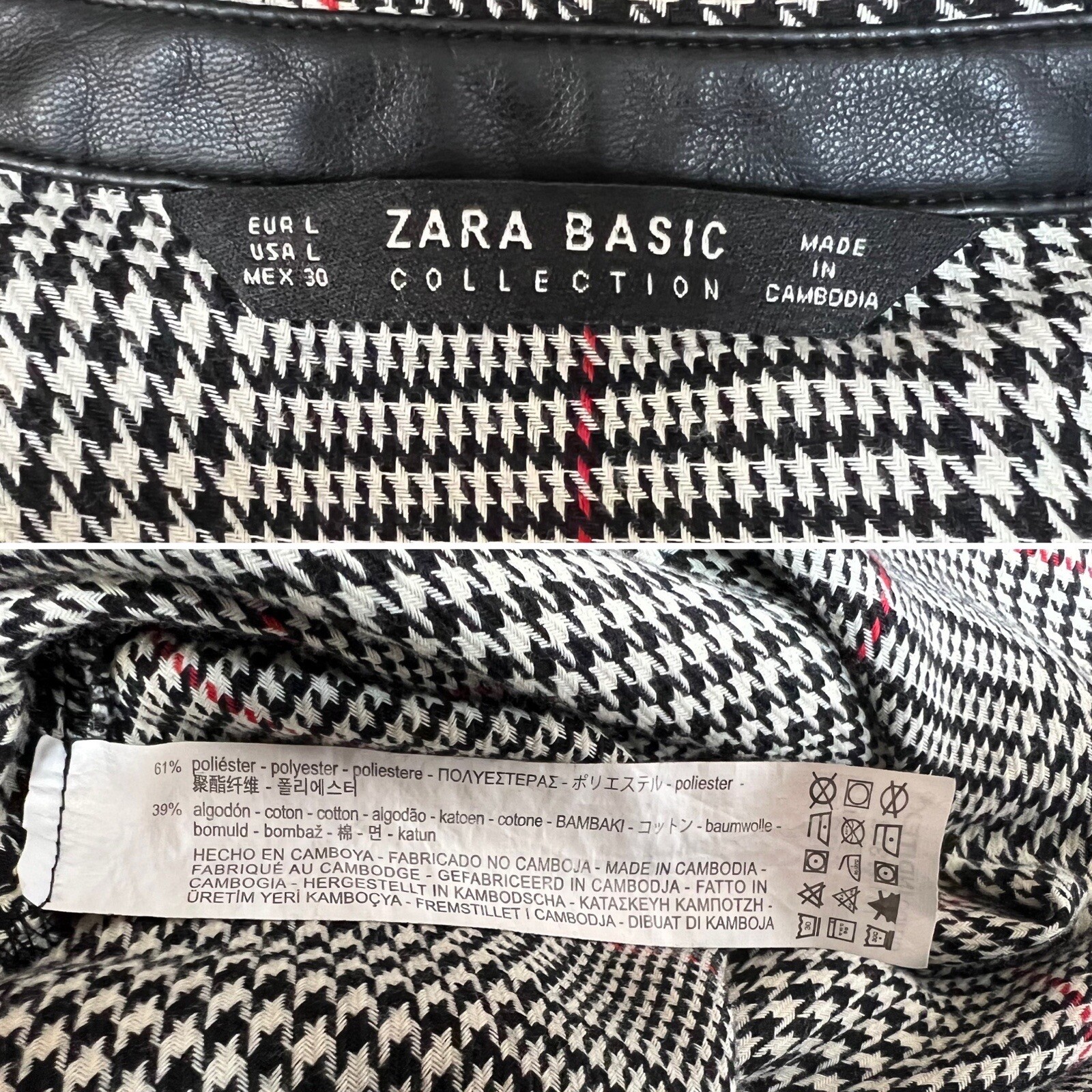 Zara Basic Black White Houndstooth Red Plaid Coll… - image 6