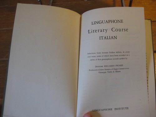 LINGUAPHONE Literary Course ITALIAN (Book) 1935(Hardcover) - Picture 4 of 7