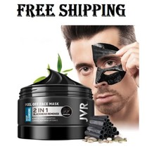 JVR Peel off Face Mask, Blackhead Remover Mask for Men , Charcoal Peel off Black