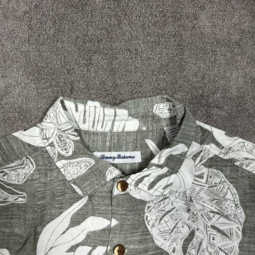Camicia Tommy Bahama uomo grande hawaiana con bottoni manica corta grigio rayon floreale - Foto 3 di 9