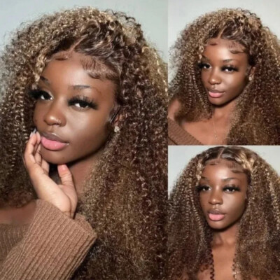 Mongolian Highlight Blonde Kinky Curly 13x4 Lace Front Human 