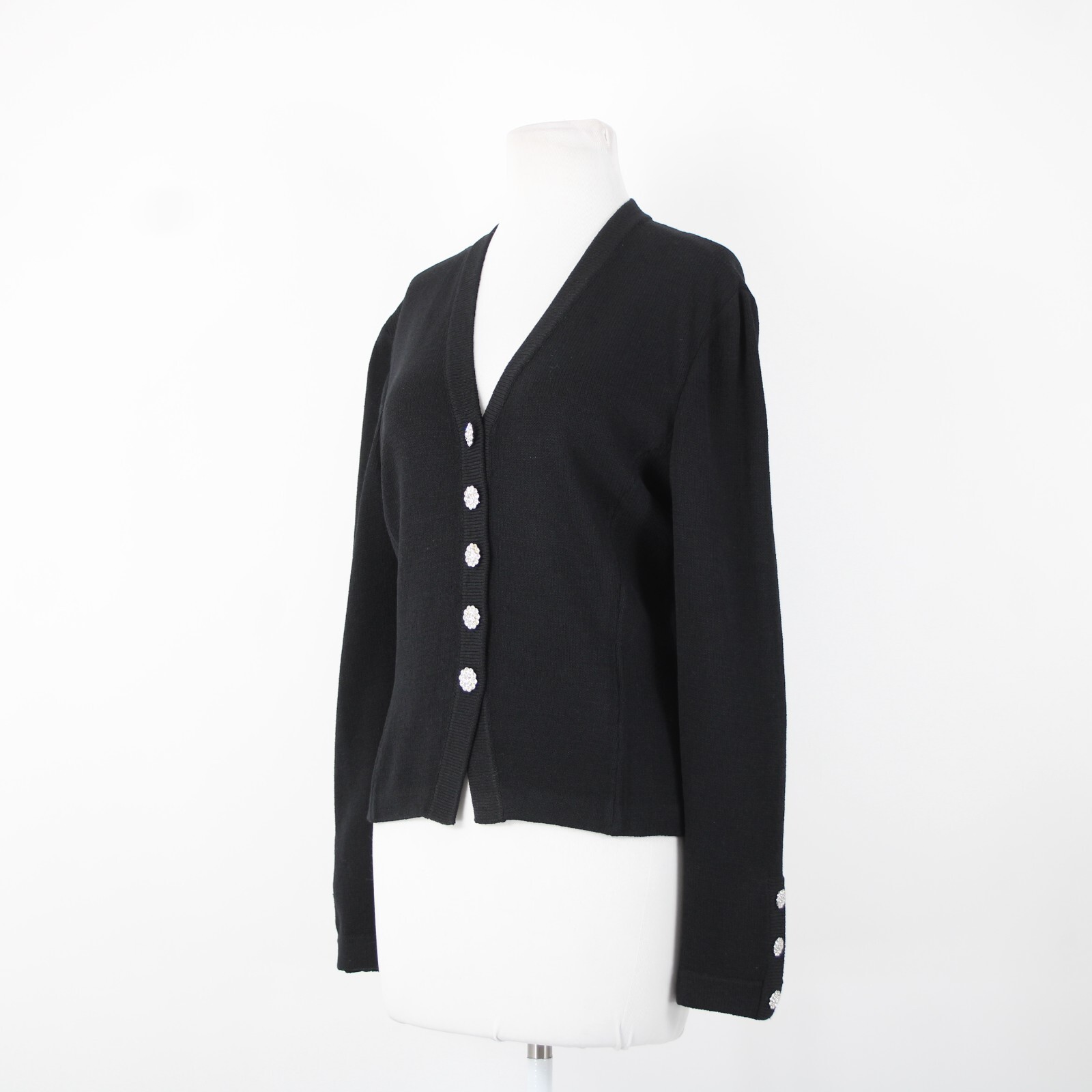 St John Evening Basic Sz 6 Black Rhinestones Half… - image 15