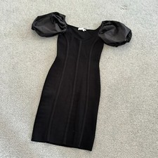 - ASTR Black Balloon Sleeves Bodycon Black Dress Party Sexy Stretch MED