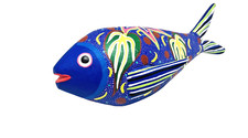 Oaxacan Fish Signed Hand Carved Wood Sculpture Juan Carlos 8”