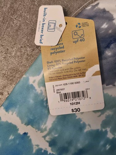 NWT Thereabouts Boys 10/12H Husky Board Shorts Swim Trunks Blue Tie Dye Shark - Picture 5 of 7