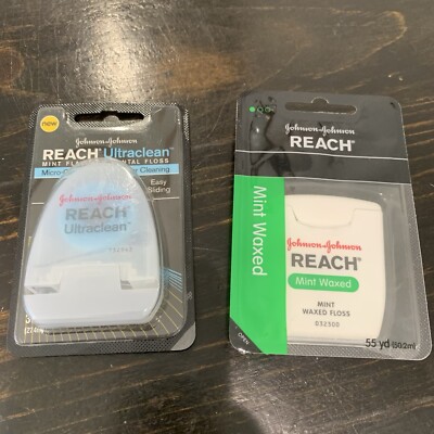 Johnson And Johnson Reach Mint Wax Dental Floss Lot Of 2, Sealed