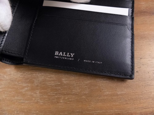 Portafoglio BALLY Svizzera Vita-Parcours logo pelle nera bifold autentico nuovo con etichette - Foto 4 di 8